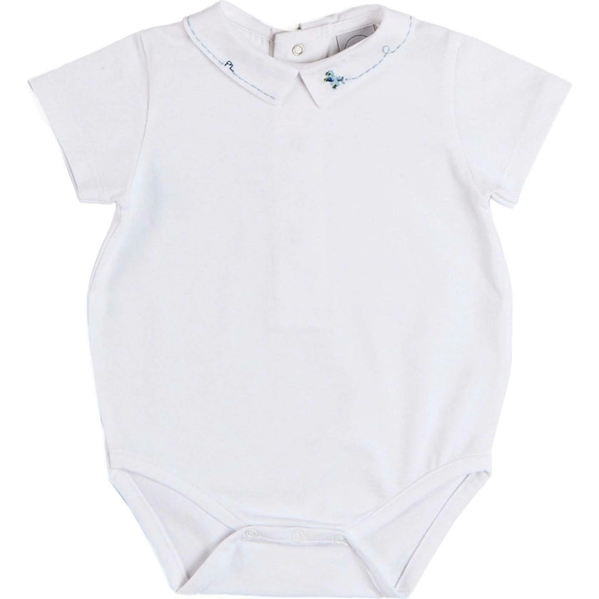 Plane Embroidery Short Sleeve Bodysuit in White (3mths-3yrs)
