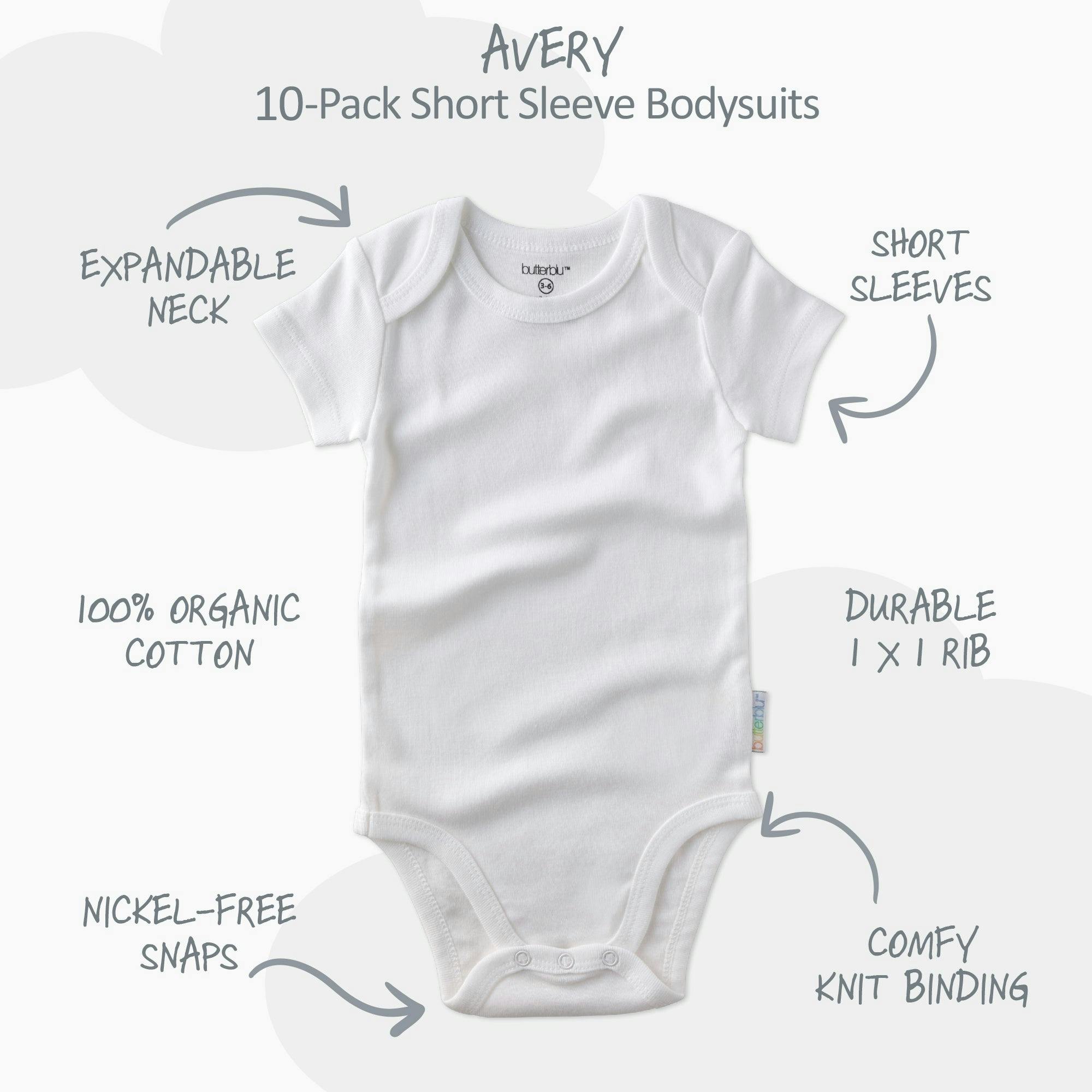 AVERY 10-Pack Short Sleeve Bodysuits