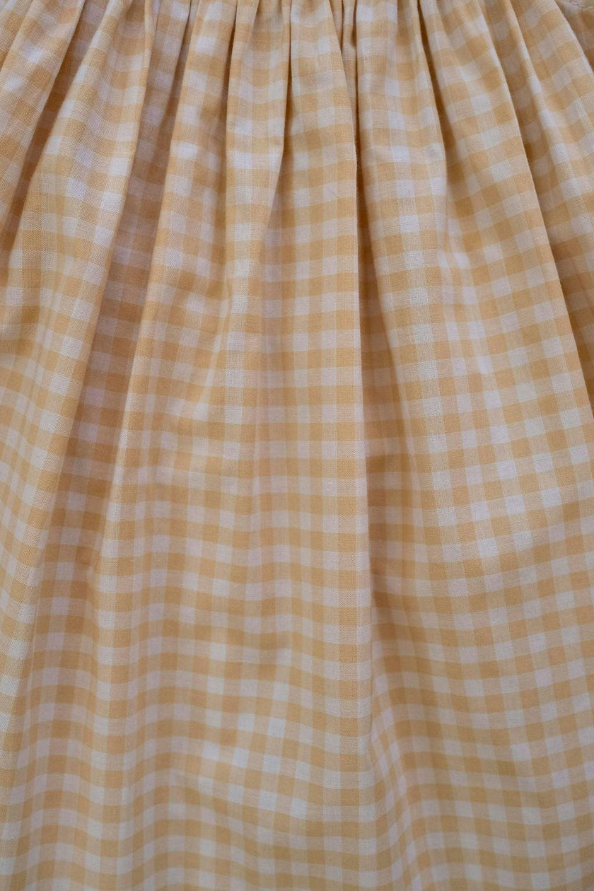 Smock Flutter Dress in Yellow Gingham/Strawberry