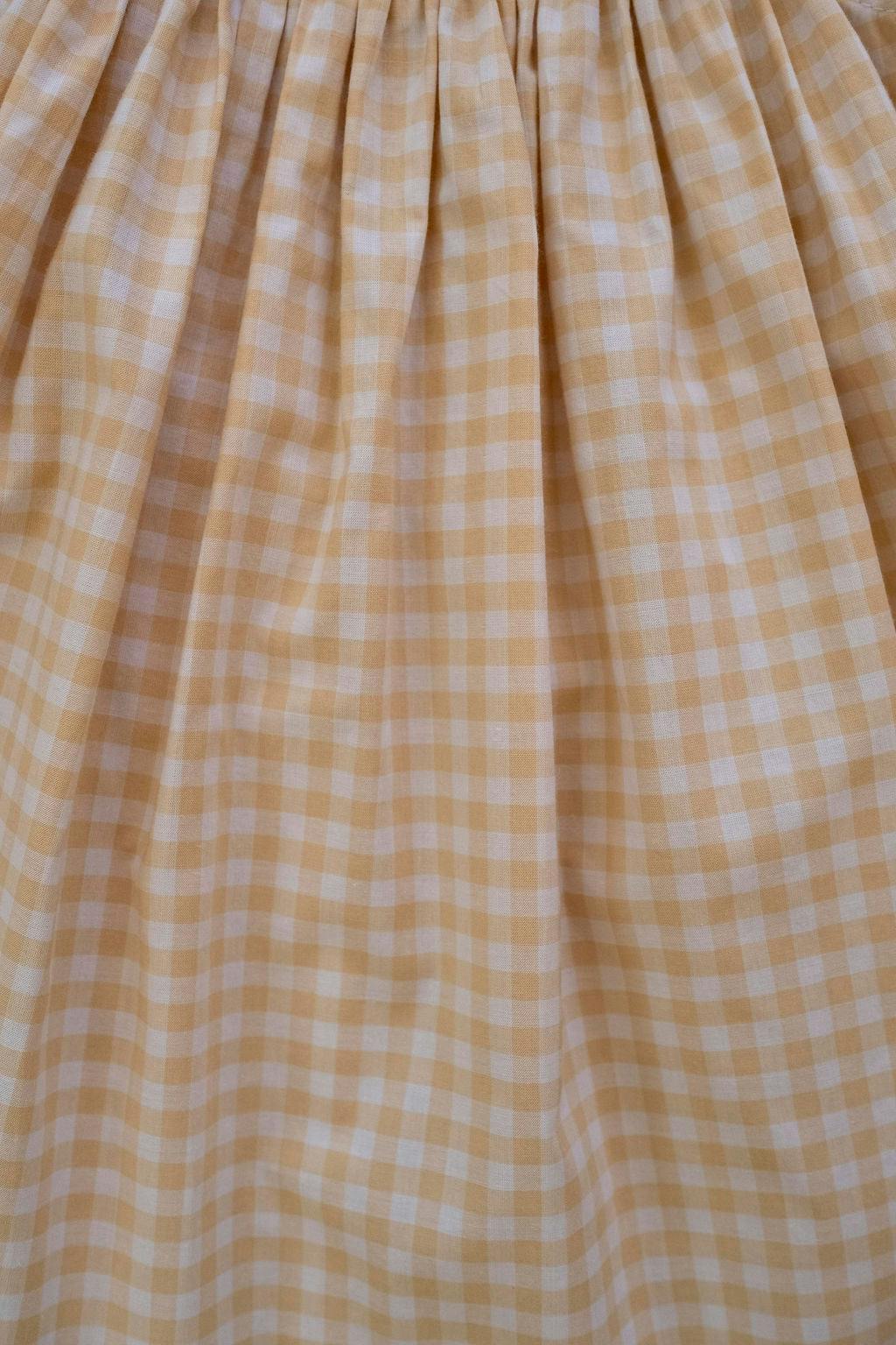 Smock Flutter Dress in Yellow Gingham/Strawberry