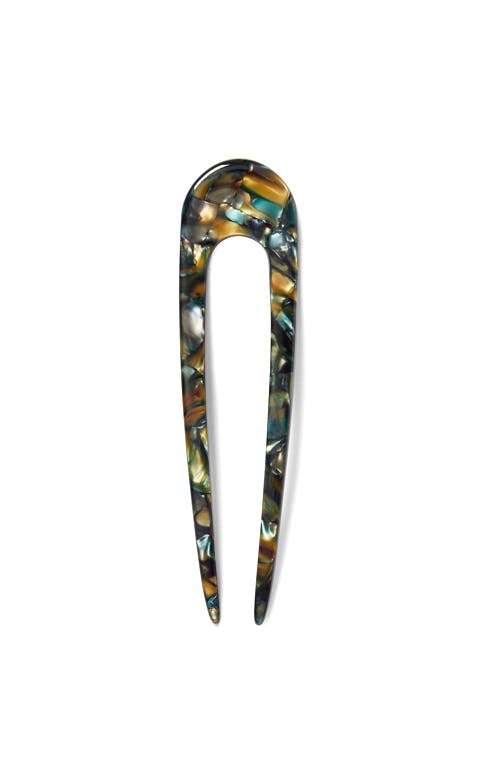 French Hair Pin in Green Tortoise