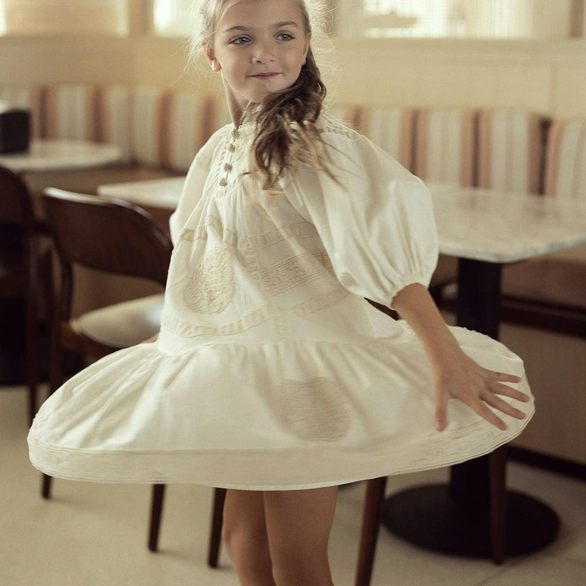 Woven Lace Dress Off White