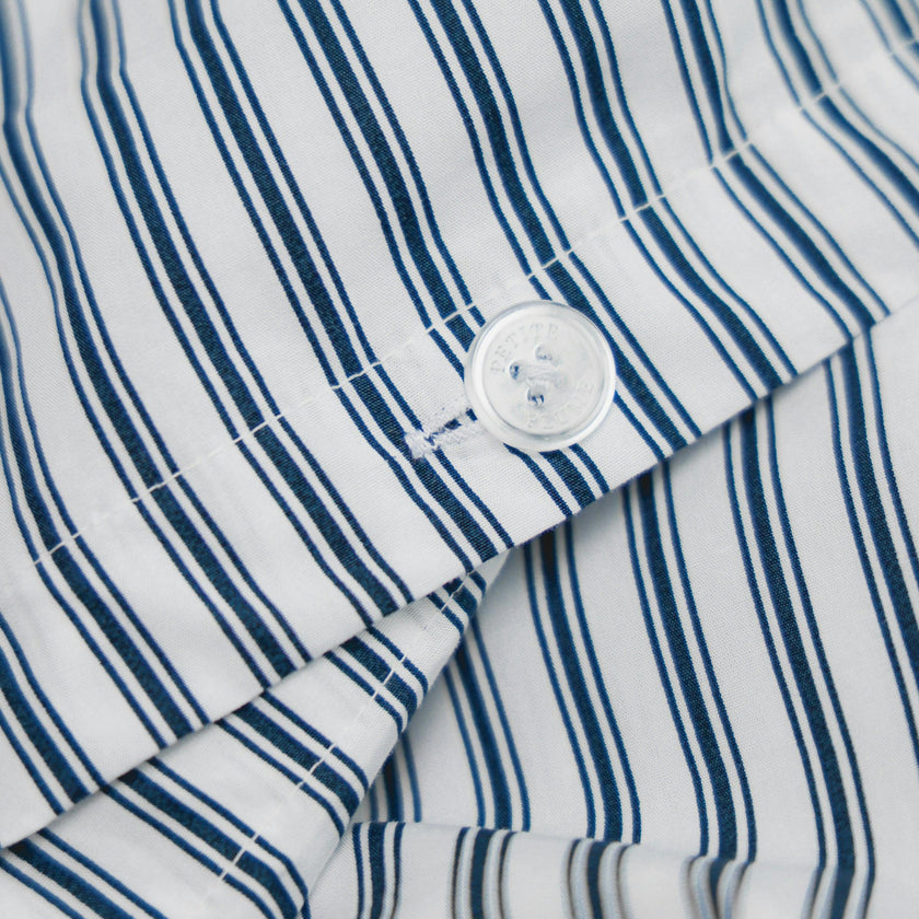 Luxe Premium Percale Duvet Set in Navy French Ticking