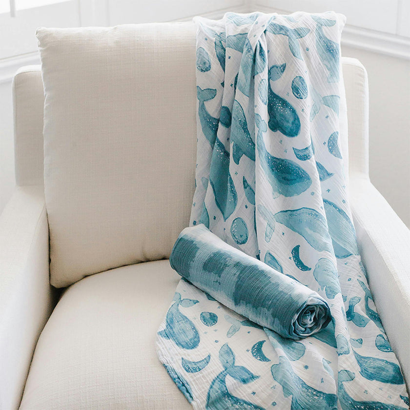 Caspian Cotton Muslin Swaddle Blanket Set (Ocean, Set of 2)