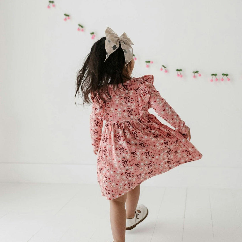 Girl's Long Sleeve Ruffle Dress