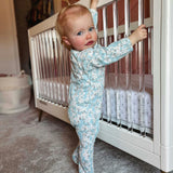 Print Zipped Long Sleeve Footed Onesie