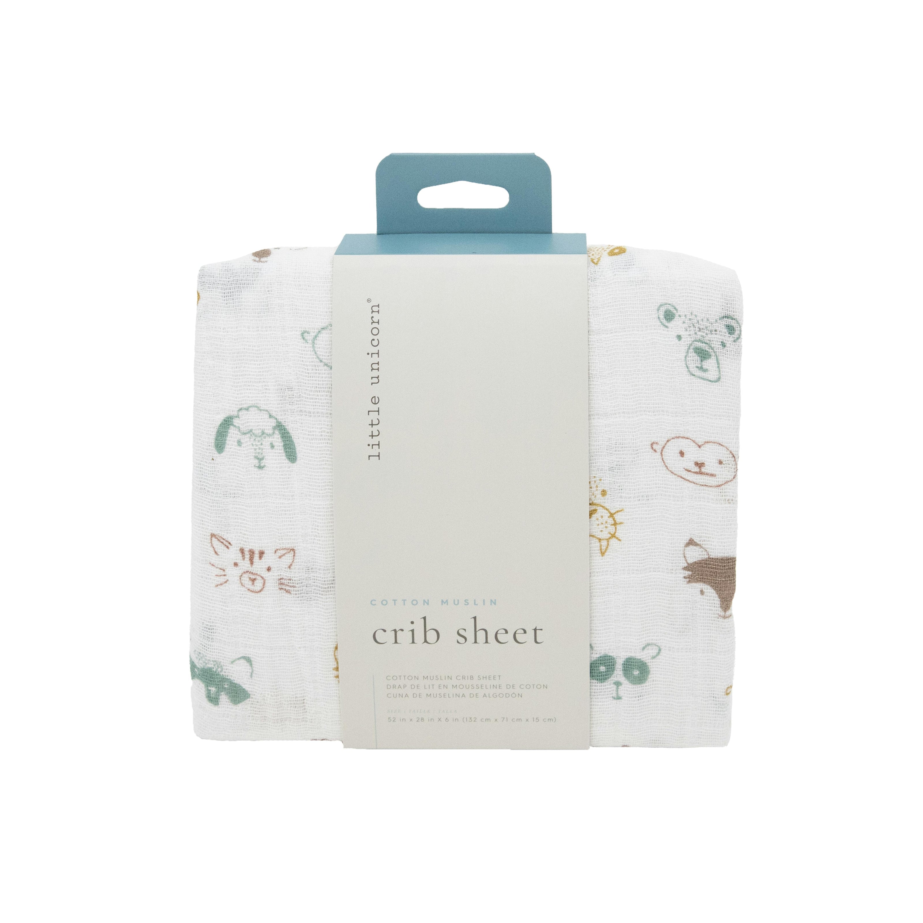 Cotton Muslin Crib Sheet - Animal Crowd