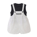White Dotted Overall Set