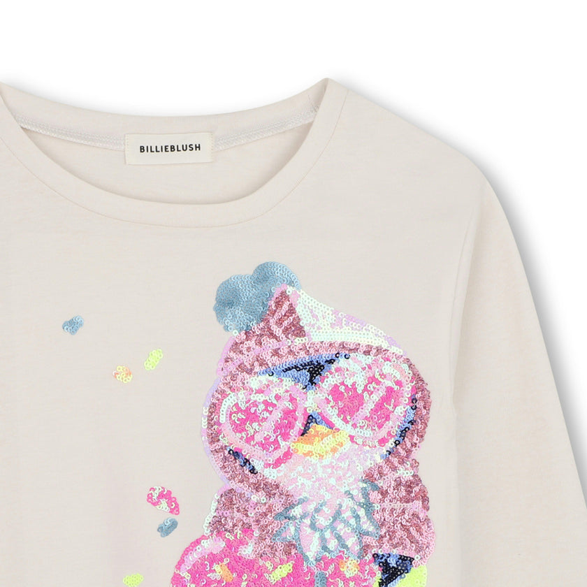 Ivory Sequin Jersey Tee