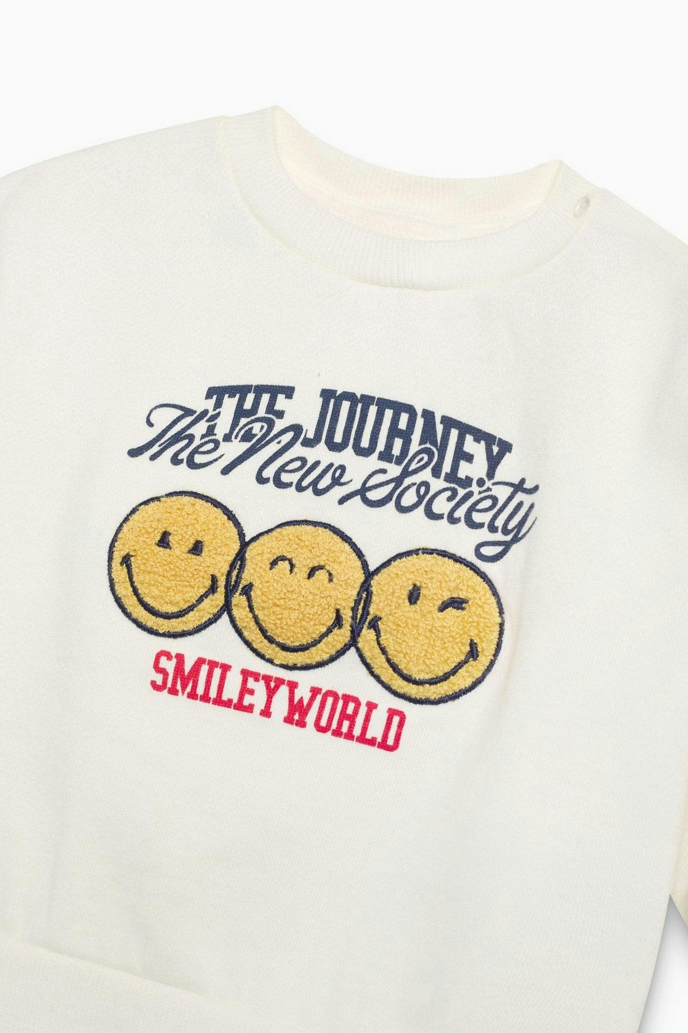 Smiley Baby Sweatshirt Whisper White