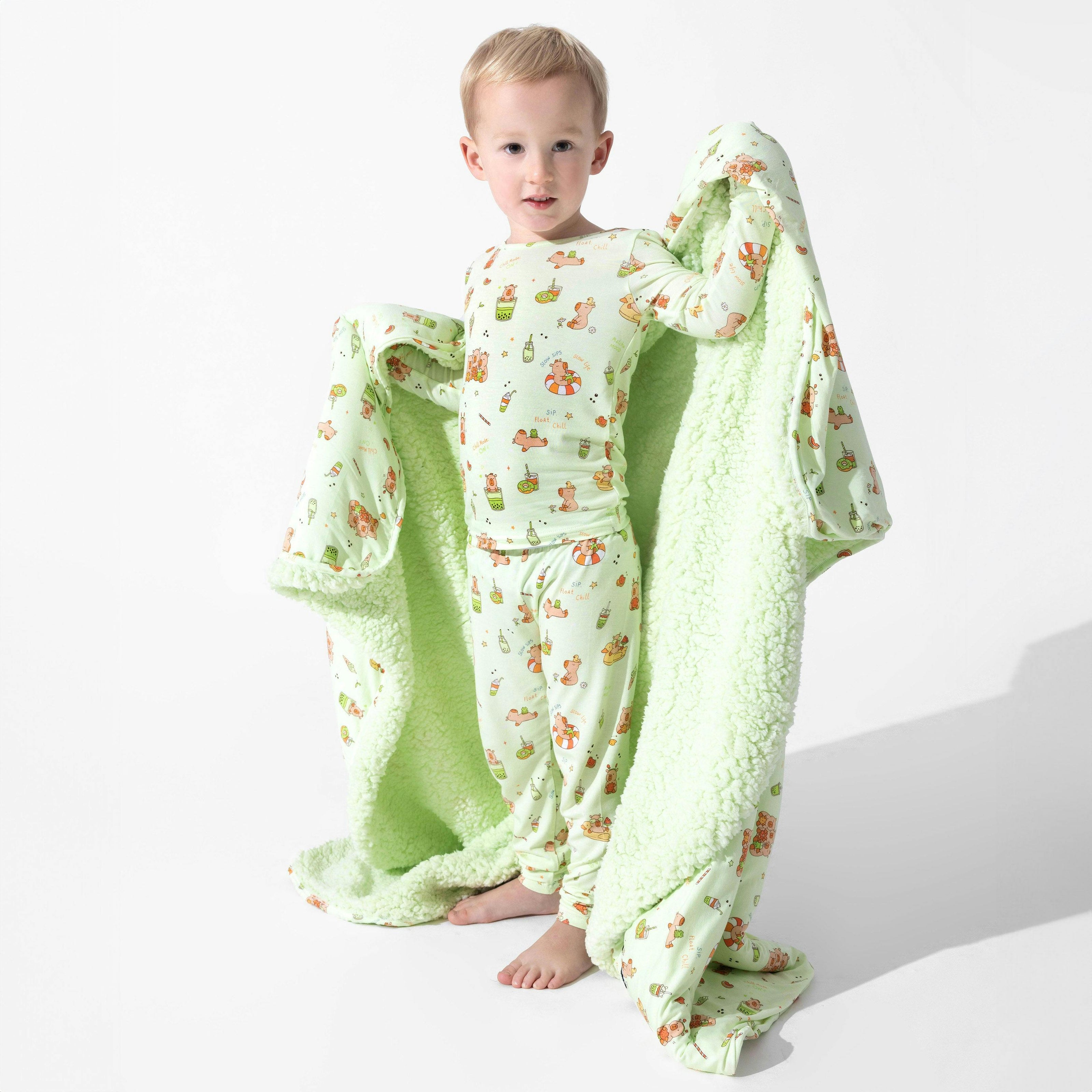 Capybara Boba Bamboo Sherpa Blanket