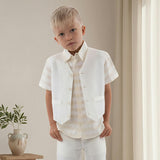 Colin Boy Shirt Short Sleeve Cotton, Off-White Openwork