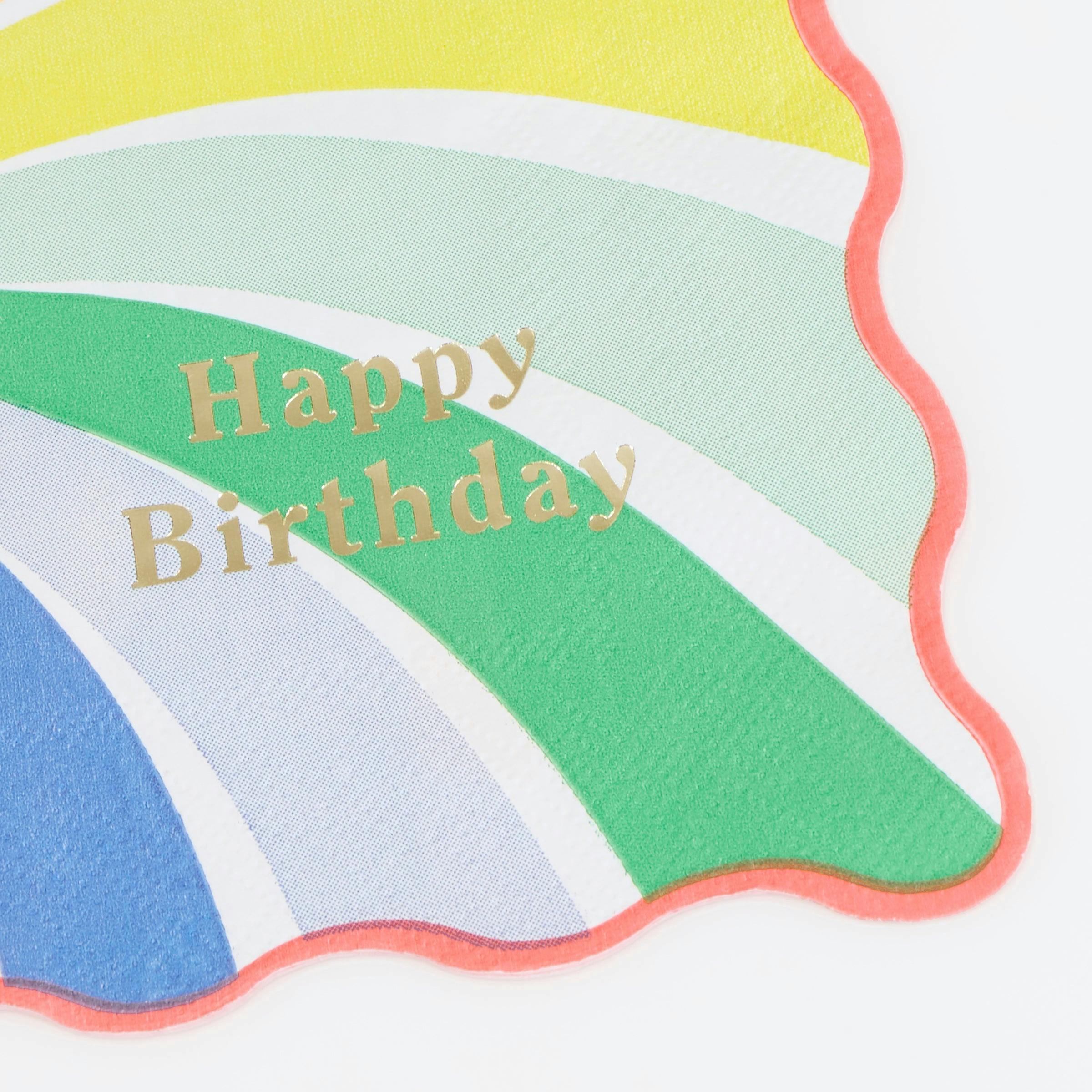 Rainbow Swirl Happy Birthday Small Napkins