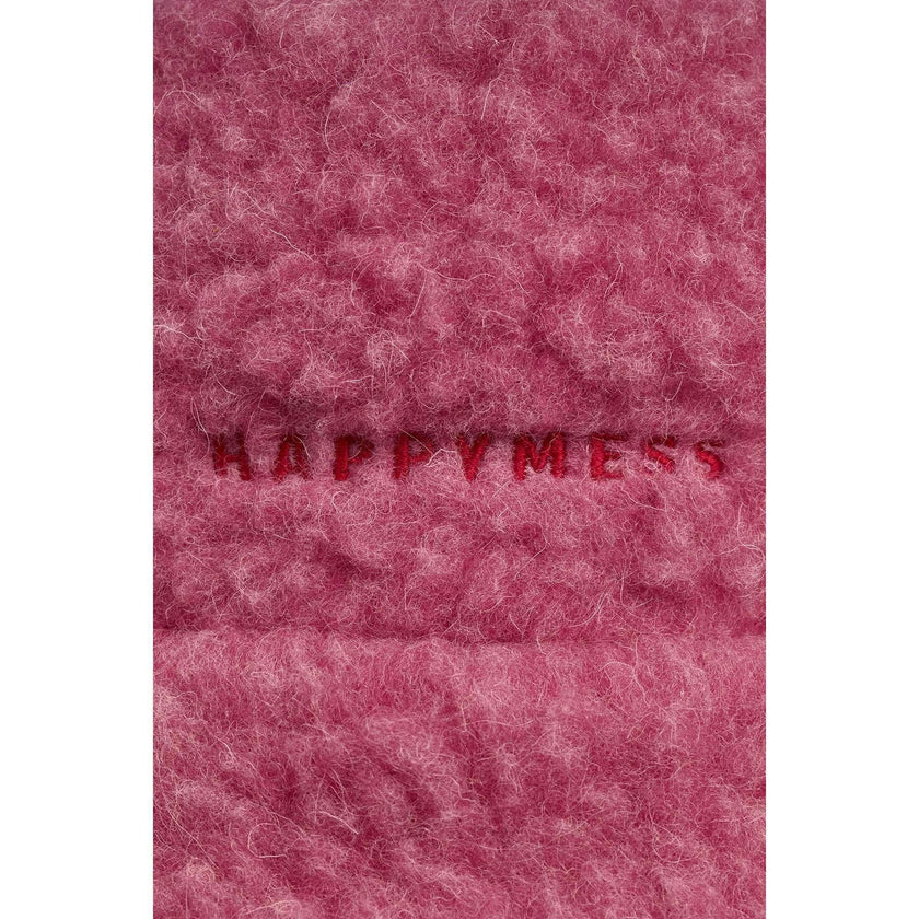 adult merino wool bucket hat - dusty pink + red