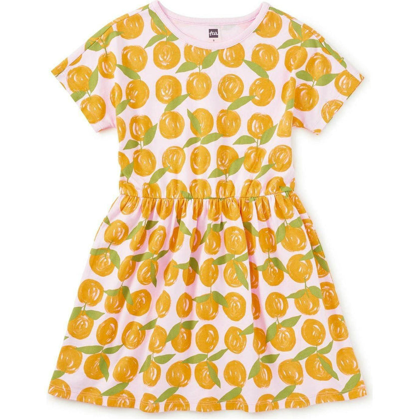 Short Sleeve Twirl Dress, Orange