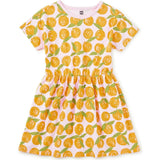 Short Sleeve Twirl Dress, Orange