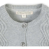 Organic Cropped Ruffle Cuff Cable Sweater Cardigan, Grey