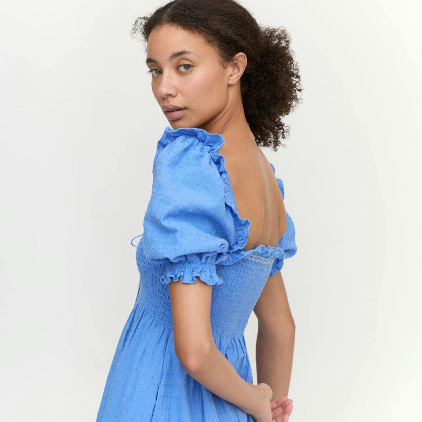 The Scarlett Nap Dress - Hydrangea Blue Textured Clip Dot