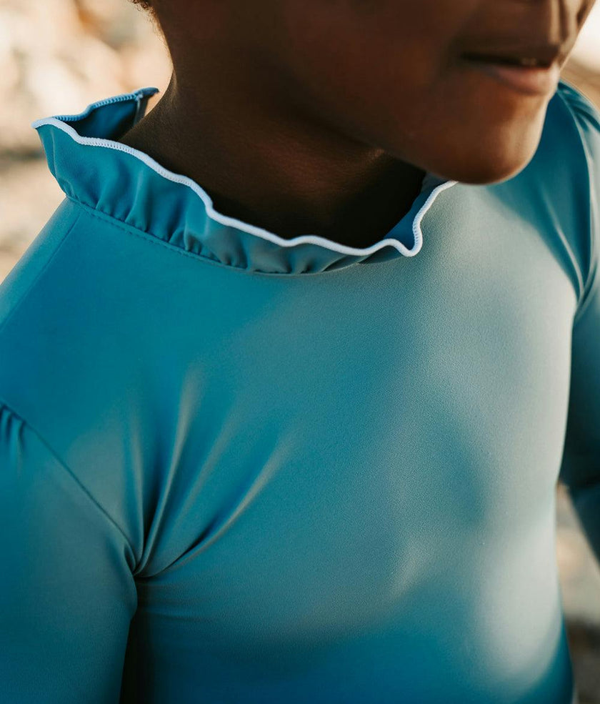 Sofia Surf Suit Dusty Blue And Ivory