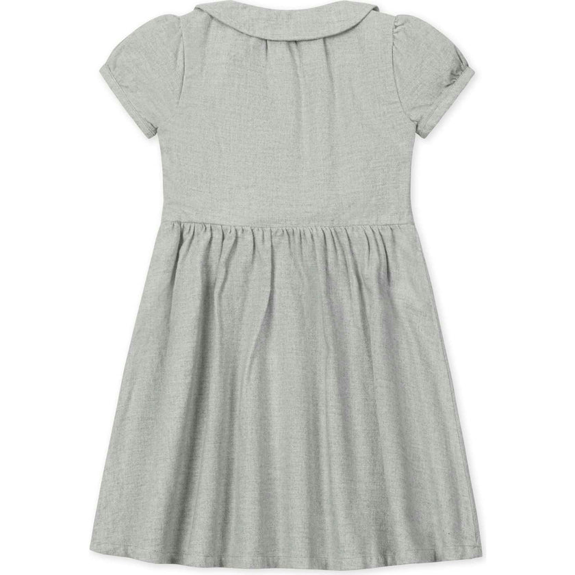 Organic Double Breasted Flannel Dress with Collar, Grey