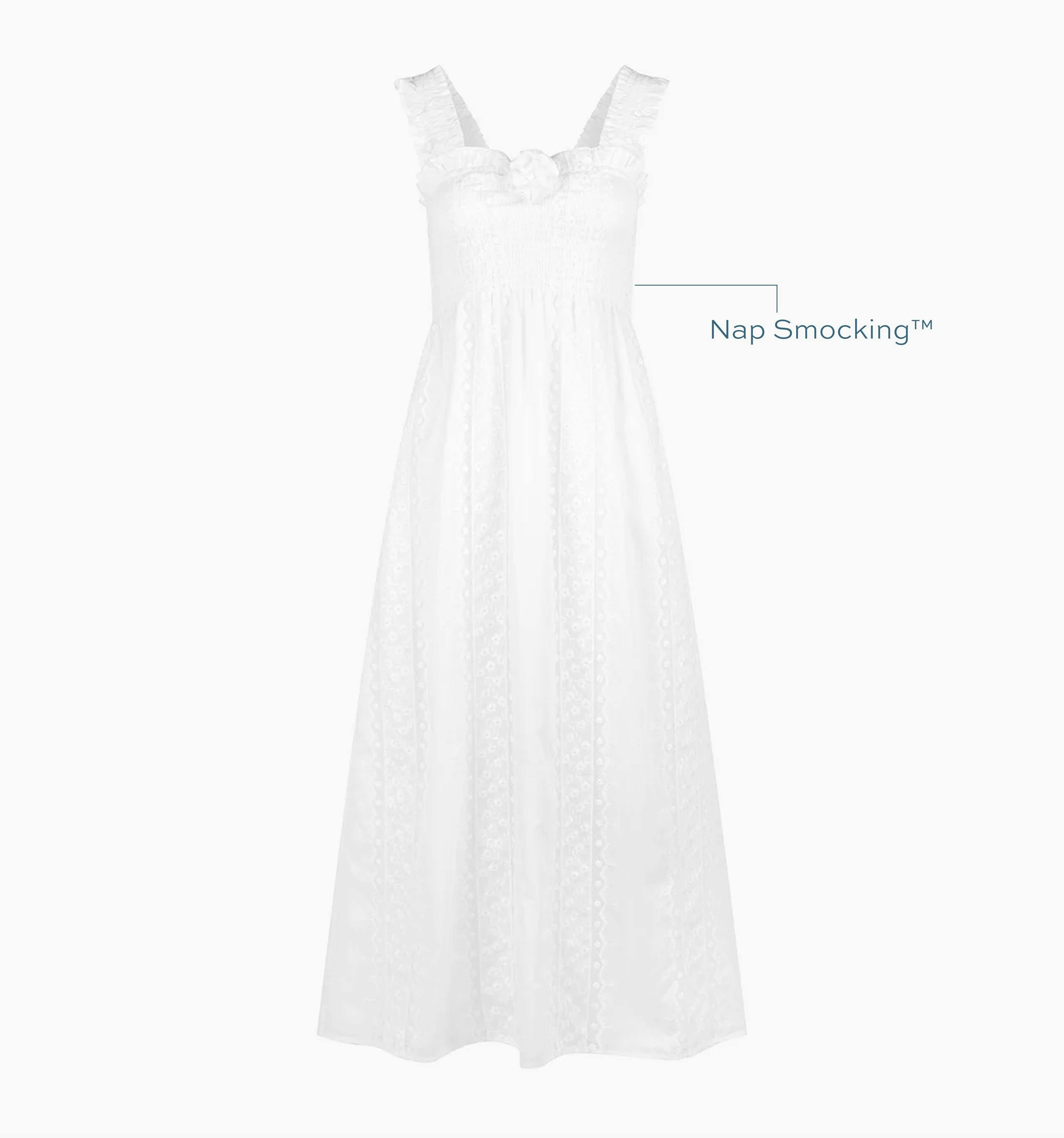 The Rosetta Nap Dress - White Broderie Voile