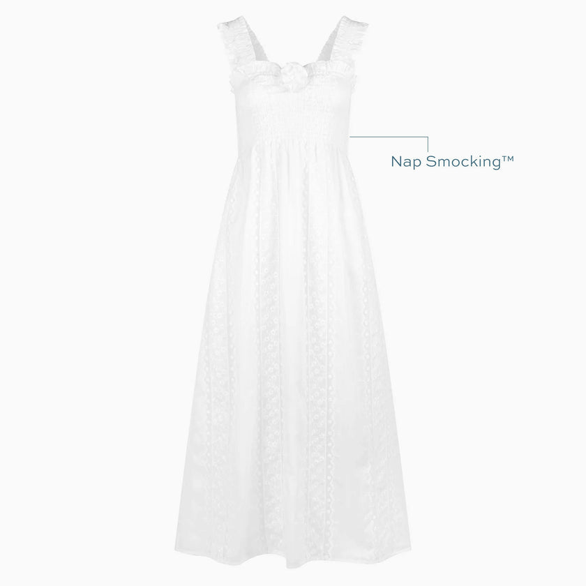 The Rosetta Nap Dress - White Broderie Voile