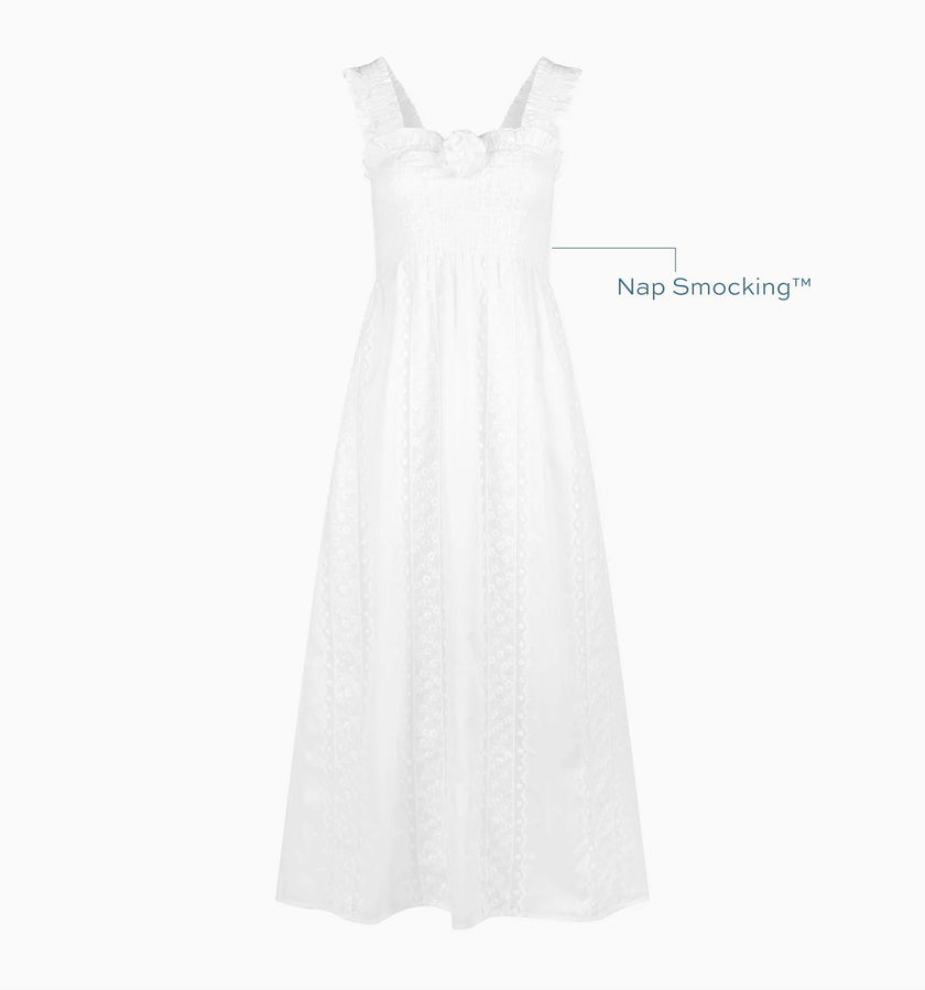 The Rosetta Nap Dress - White Broderie Voile