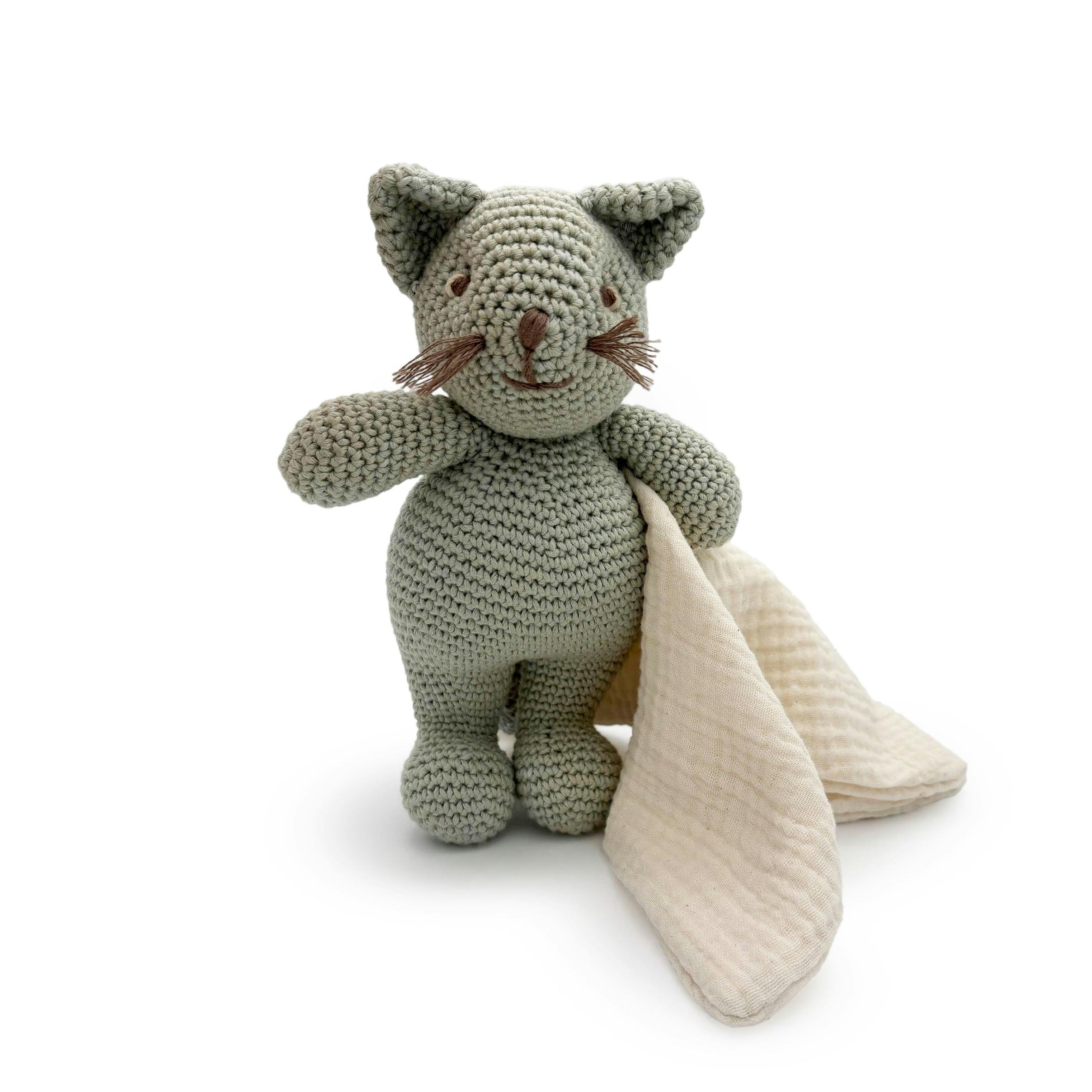 Cat and Mouse Gift Box 🐭 100% organic cotton crochet rattle and plush lovey