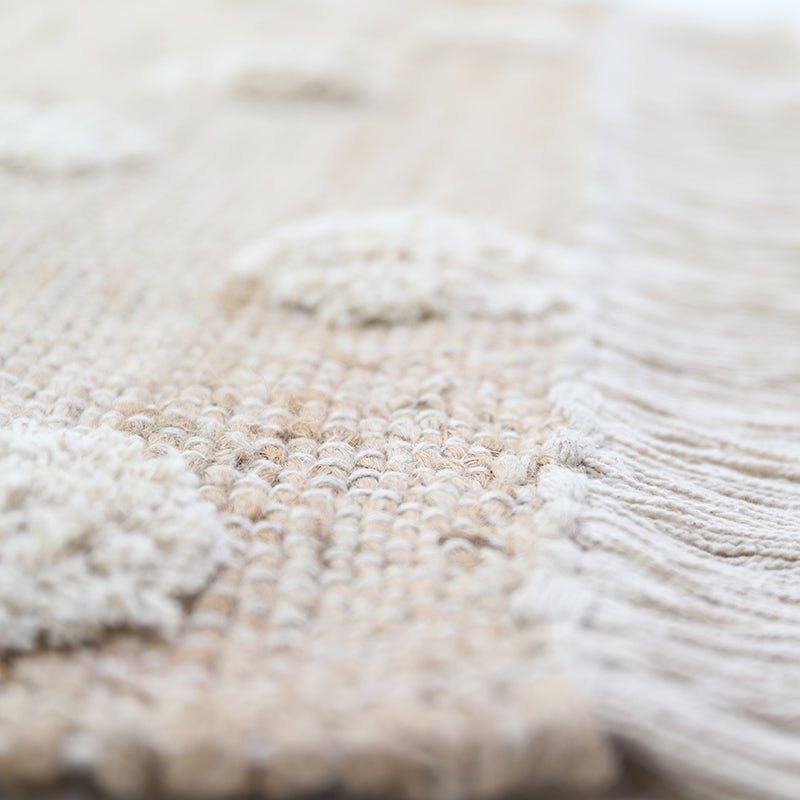 Nop Jute & Cotton Polka Dot Fringed Rectangular Rug