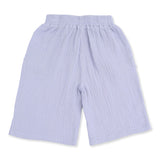 Western Plaid - Solid Muslin Zen Blue - Wide Leg Pant with Ruffle Pocket