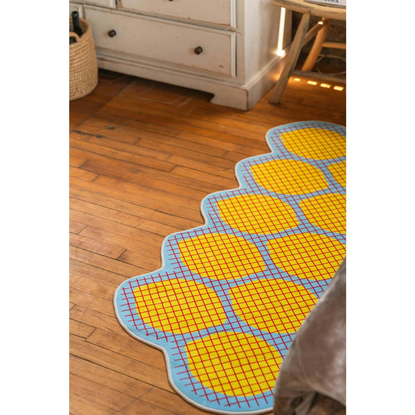 Yellow Grid Lemon Runner Rug by Johann Banta
