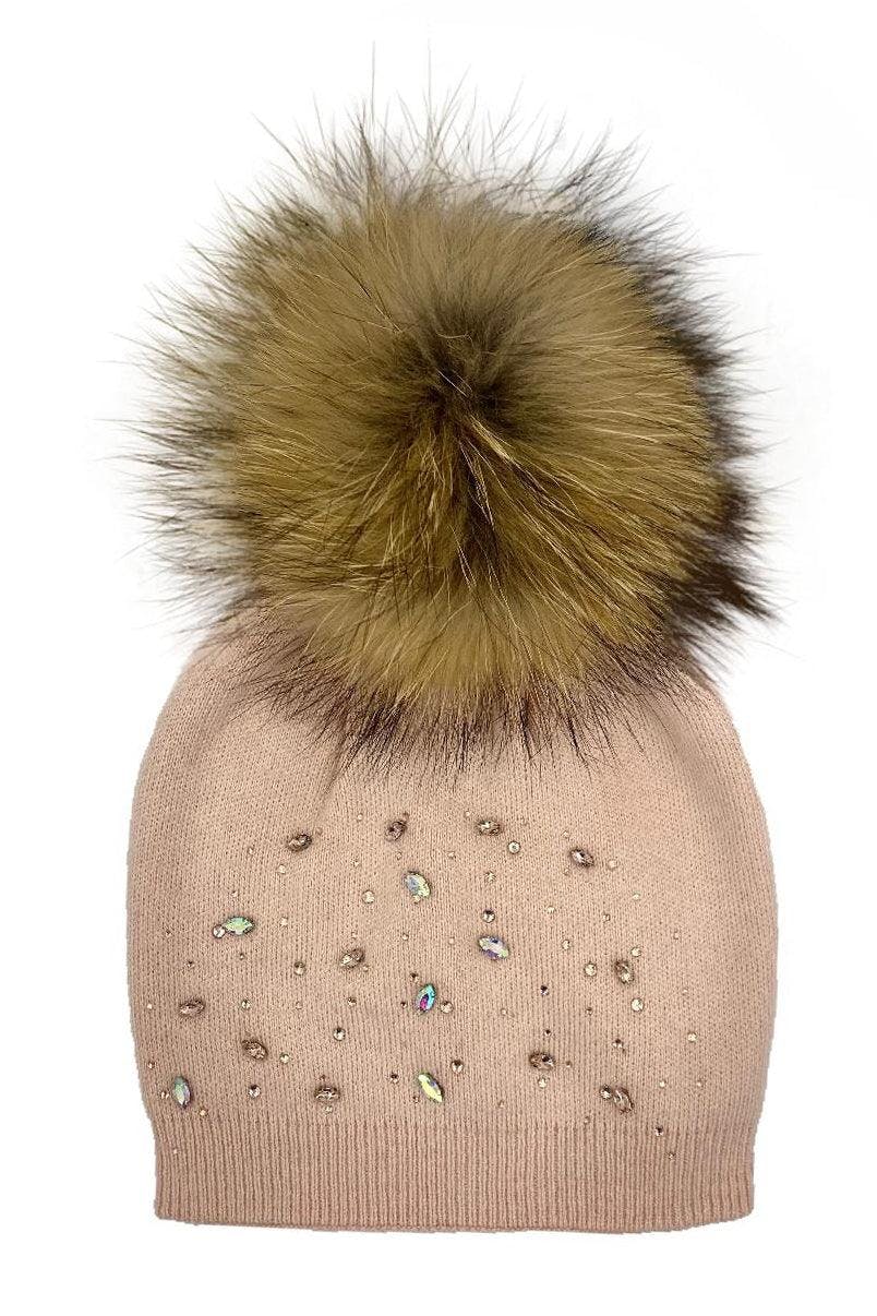 Rhinestone Embellished Hat (Snap On Pom Sold Separately)