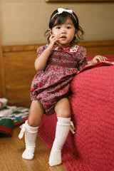 Baby Sunday Best Romper in Garnet Ribboned Garden
