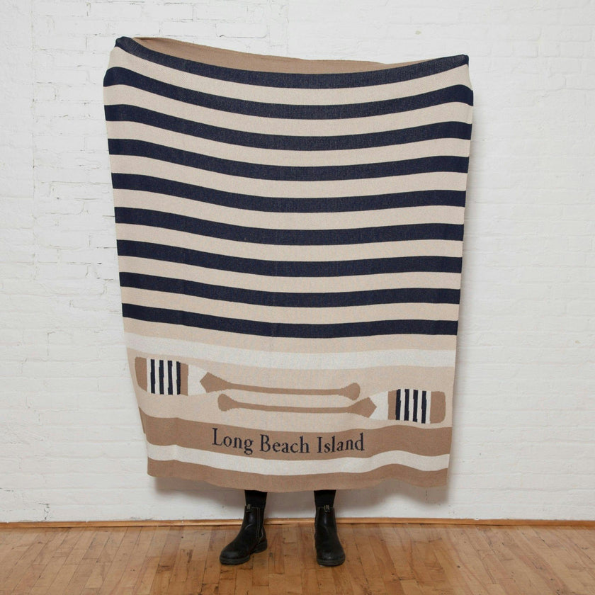 Custom Personalized Sustainable Knit Throw Blanket - Oar