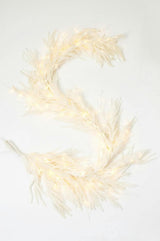 All Aglow - Pre-Lit White Norfolk Pine Christmas Mantel Garland Winter Table Runner