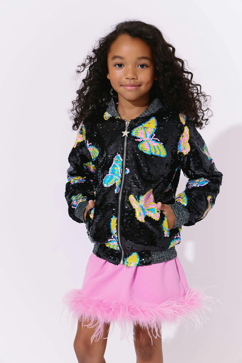 Magic Butterfly Sequin Bomber