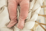 Bow Stitch Velour Onesie with Hat Rose