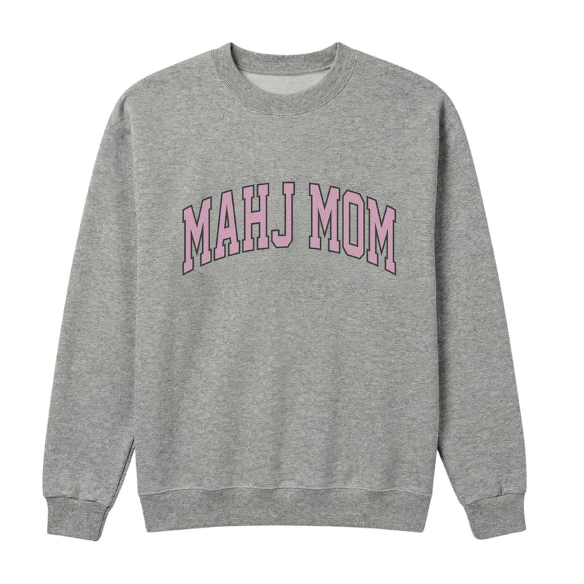 MAHJ MOM Printed Varsity Sweatshirt, Gray