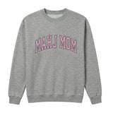 MAHJ MOM Printed Varsity Sweatshirt, Gray