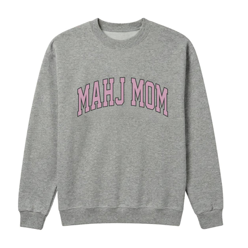 MAHJ MOM Printed Varsity Sweatshirt, Gray