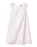 Girl's Twill Amelie Nightgown in Pink and White Stripe