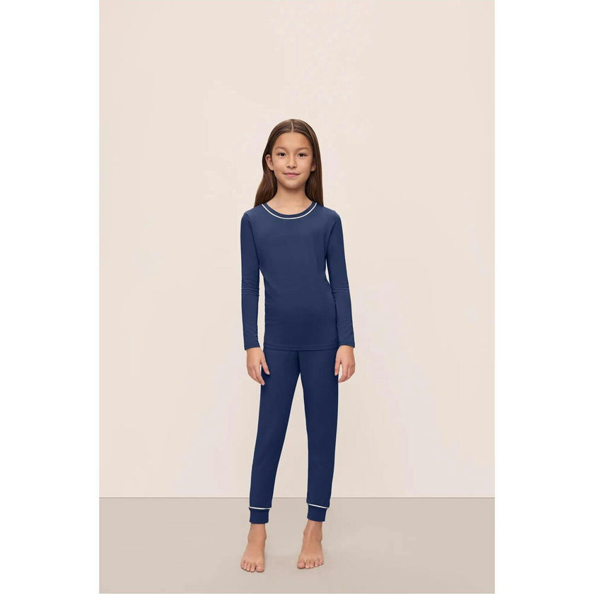 Kids TENCEL Modal Unisex Long PJ Set, Blue
