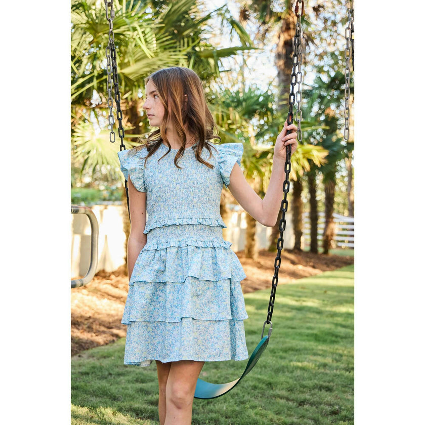 Claire Dress Aqua Floral