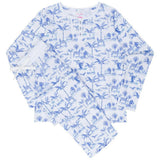 Women's Skydog Toile Blue Jersey Long PJ Set - Organic Stretch Cotton
