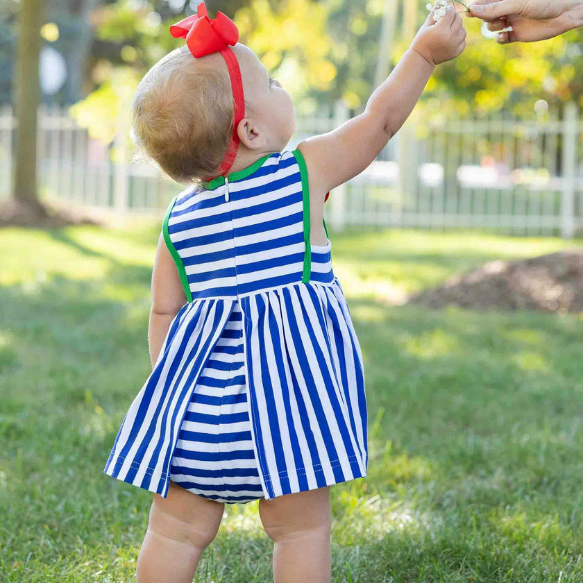 Stripe Knit Romper With Tulip