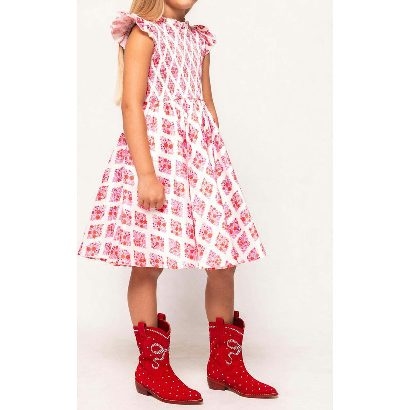 Mini Kylie Dress in Rouge Lattice Floral