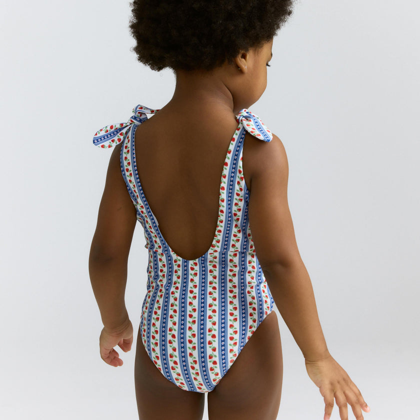 girls strawberry patch tie knot one piece
