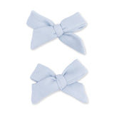 Solid Sheer Blue Rib - 2 Pack Bow Clips