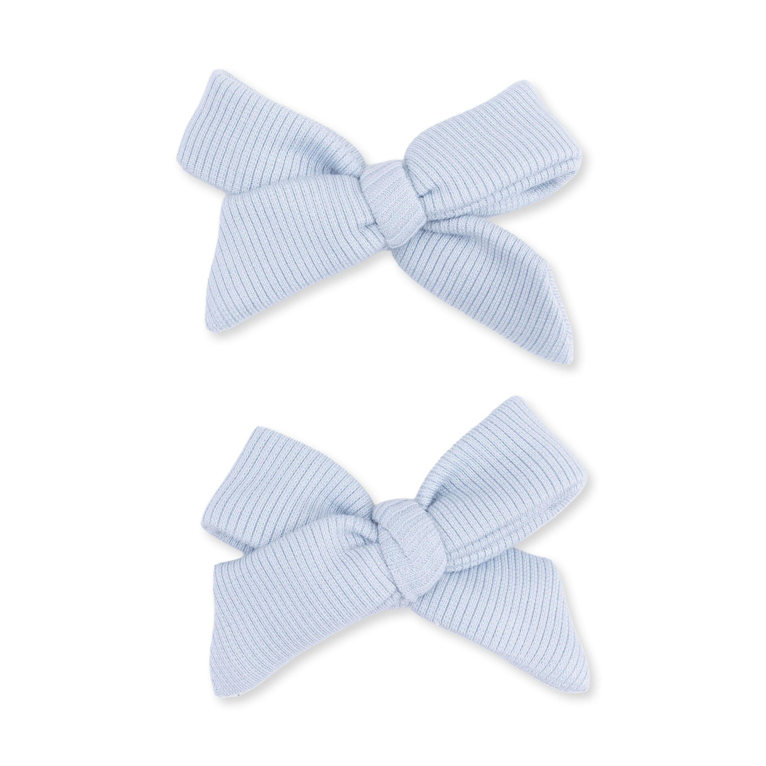 Solid Sheer Blue Rib - 2 Pack Bow Clips