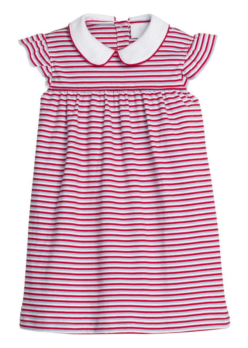 Angel Sleeve Peter Pan Dress - Americana Stripe